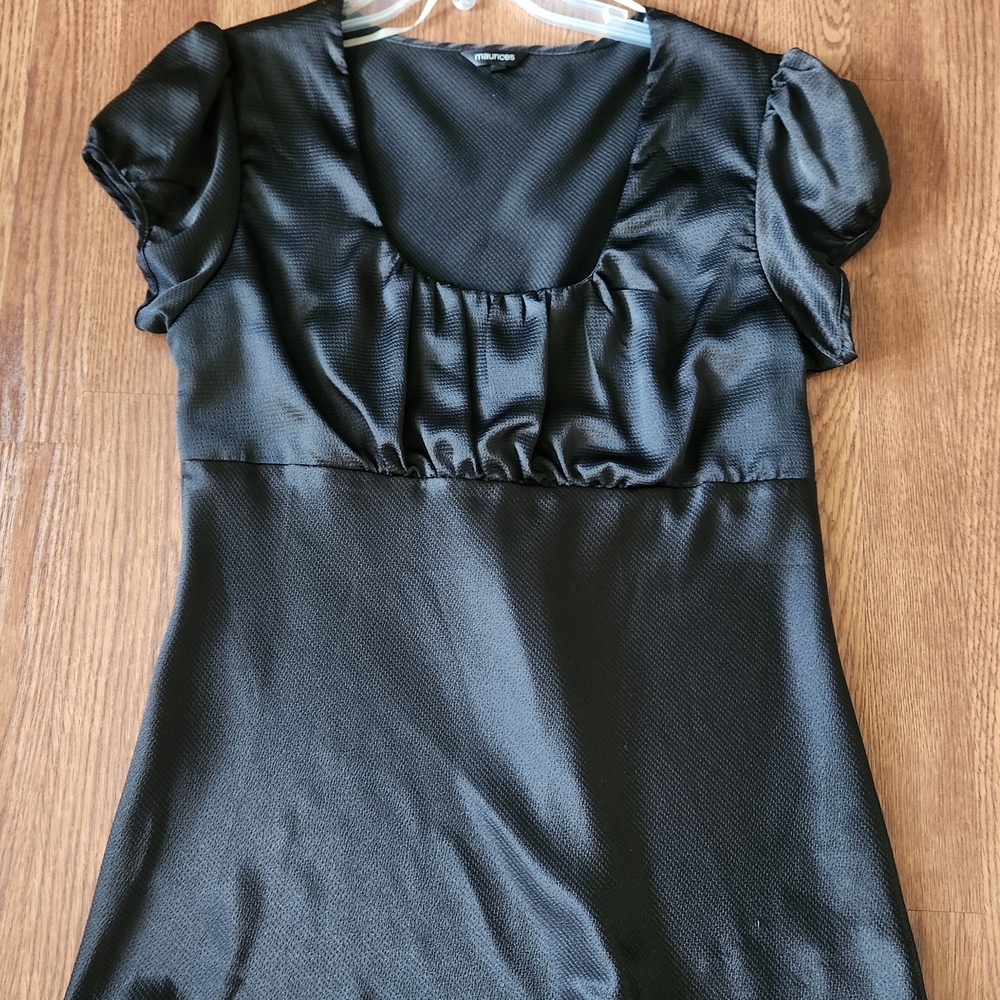 Black Satin Puff Sleeve Top